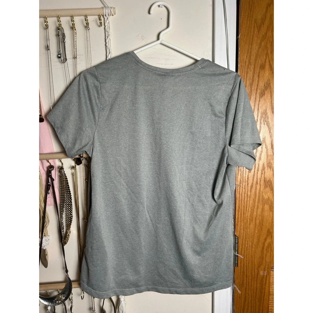 The North Face Womens Grey FlashDry Short Sleeve T-Shirt Size L Workout Hiking - Picture 3 of 7